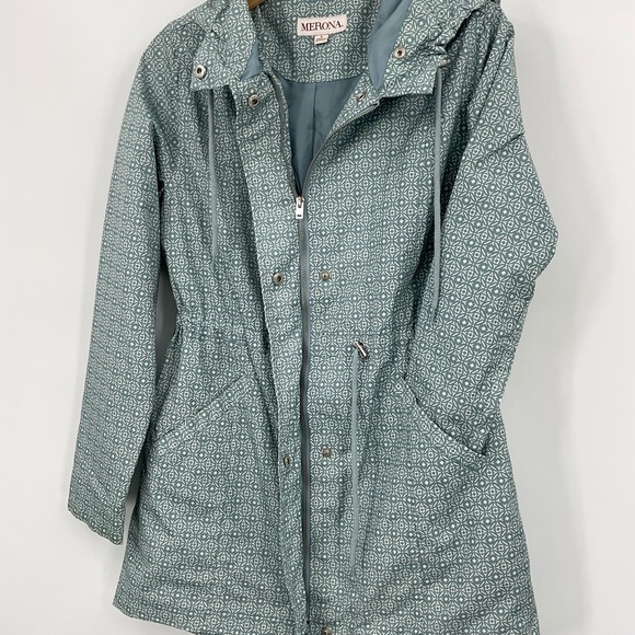 Merona Windbreaker, Water Resistant Lightweight Blue, Whitee Jacket Size S P2 - Picture 7 of 9